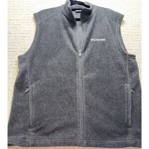 Columbia Fleece Vest Mens Large Gray Full Zip Sleeveless Outdoor Layering